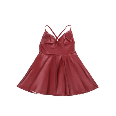 Subblime Burgundy PU Leather Strappy Nightgown L/XL - image 7