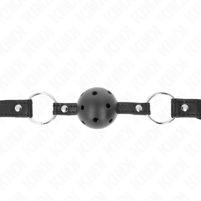 Kink Hollow Hard Ball Gag, Black, 4.5cm, 63.5x2cm - image 3