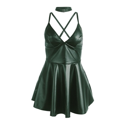 Subblime Green PU Leather Strappy Nightgown L/XL - image 5