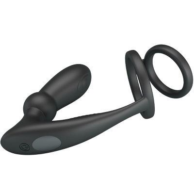 Pretty Love Emoni Penis Ring w/ Anal Plug, Black - image 4
