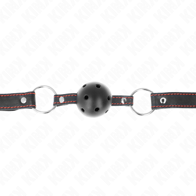Kink Hollow Hard Ball Gag, Black, Model 2, 65x2.5cm - image 4