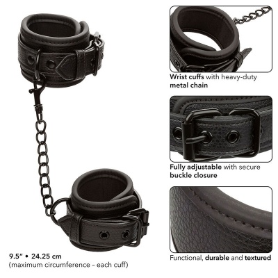CALEXOTICS Nocturnal Leather Wrist Cuffs Adjustable Black - image 4
