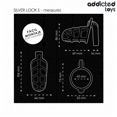 Addicted Toys Locked Silver Lock Metal Penis Cage Size S - image 5