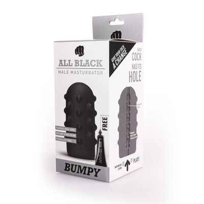 All Black Bumpy Masturbator, 17cm - image 2