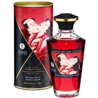 Shunga Heat Massage Oil Intense Cherry 100ML - image 1