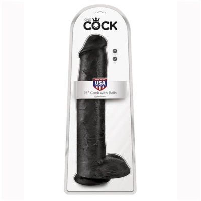 King Cock Realistic Dildo with Testicles, 38 cm, Black - image 5