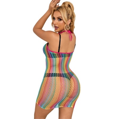 Subblime Rainbow Fishnet Dress, One Size - image 2