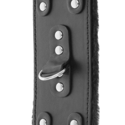 Darkness Black Leather Handcuffs Fur Lined - image 3