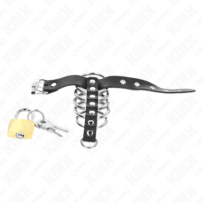 Kink Leather Penis Ring with Lock Strap 21 X 2 Cm and 5 Metal Rings - image 5