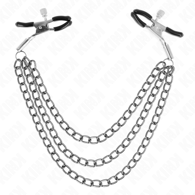 KINK Nipple Clamps With 3 Chains Black 20/23/28cm