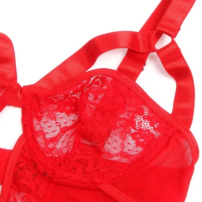 Subblime Teddy with Garter and Lace Detail Red L/XL - image 4