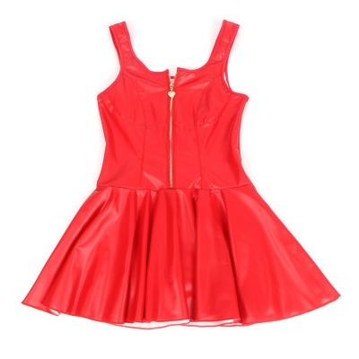 Subblime Heart Zipper Leather Dress Red L/XL - image 5