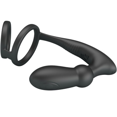 Pretty Love Emoni Penis Ring w/ Anal Plug, Black - image 3