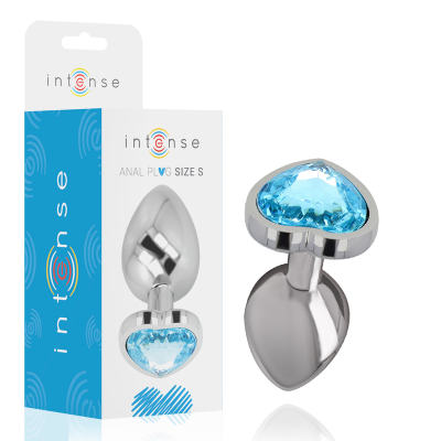Aluminum Metal Anal Plug Blue Heart Size S