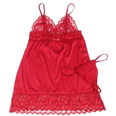 Subblime Satin Babydoll with Lace Red L/XL - image 6