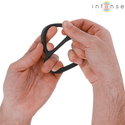 Intense Bobby Double Silicone Penis Ring Black - image 4