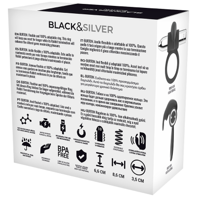 Black&Silver Burton Rechargeable Ring, 10 Vibration Modes - image 5
