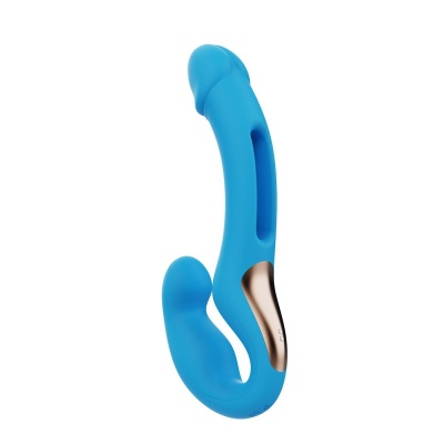 Foto van HoneyPlayBox - Harmony Duo App-bestuurde Strapless Strap-on - Blauw