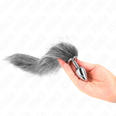 Kink Anal Plug S 7x3cm Synthetic Tail 40cm Grey