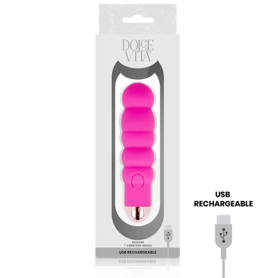 Dolce Vita Six Rechargeable Vibrator Pink 7-Speed - image 3