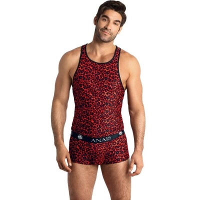 Anais Men Tribal Top M - Red Animal Print