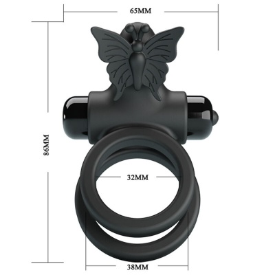 Pretty Love Double Vibrating Ring Black Stimulator - image 10