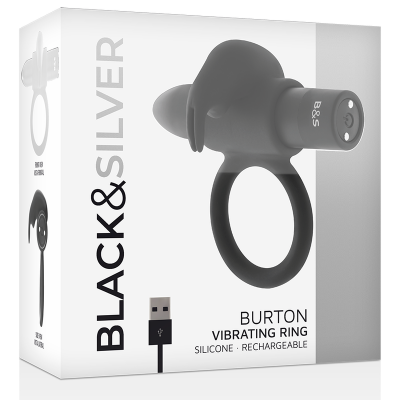 Black&Silver Burton Vibrating Ring, 10 Modes, Black - image 3