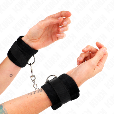 Kink Beginner Fur Hand Cuffs Black 30CM - image 1