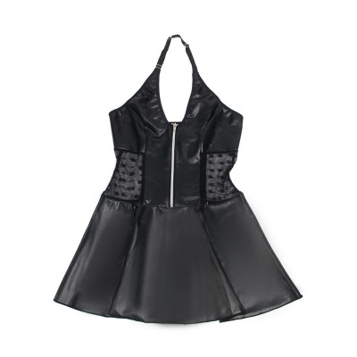 Subblime Lace Zipper Leather Dress Black S/M - image 5