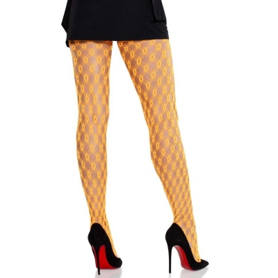 Leg Avenue Neon Orange Eyelet Tights - image 2