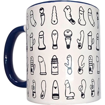 Diverty Sex Vibrators Mug Blue Handle 370ml Diverty Sex Vibrators Mug Blue Handle 370ml