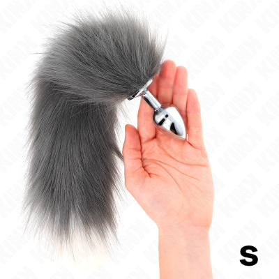 Kink Anal Plug S 7x3cm Synthetic Tail 40cm Grey White