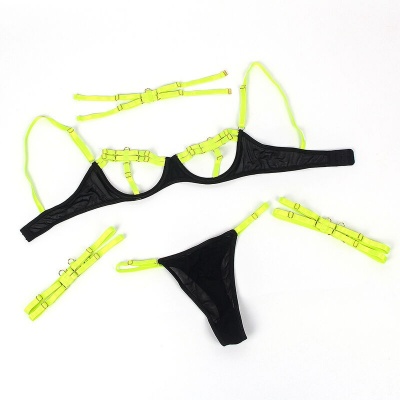 Subblime Fluorescent Green Bra Set Necklace S/M - image 7