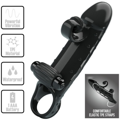 Romance Vibrating Penis Sleeve Black - image 2