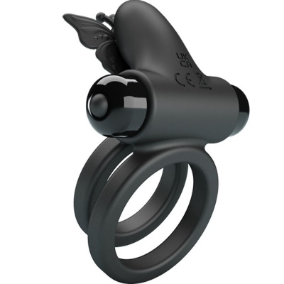 Pretty Love Double Vibrating Ring Black Stimulator - image 4