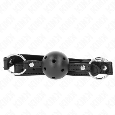 Kink Hollow Hard Ball Gag, Black, 4.5cm, 63.5x2cm - image 1