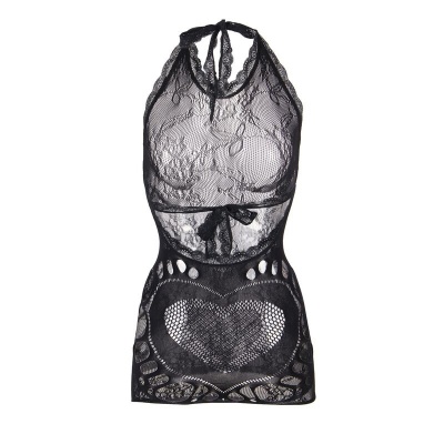 Subblime Short Fishnet Dress w/ Open Back & Heart, Black - image 4