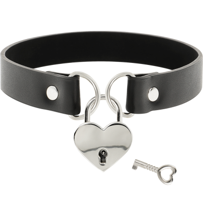 Coquette Chic Desire Leather Heart & Key Collar - image 3