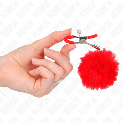 KINK Faux Fur Ball Nipple Clamp Red 6cm - image 4