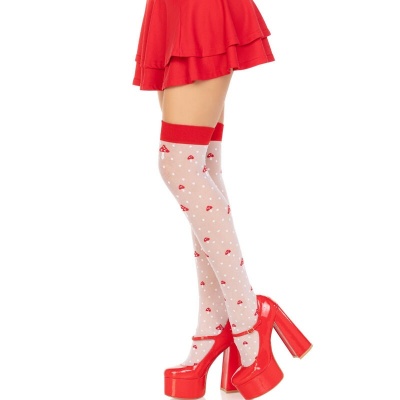 Leg Avenue Mushroom High Socks Red/White - image 3