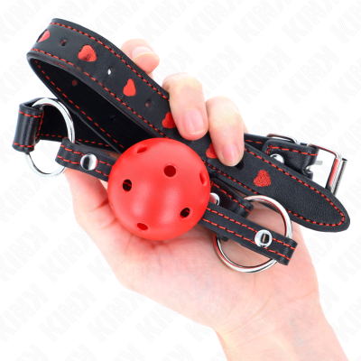 Kink Hollow Hard Ball Gag, Red, Model 2, 65x2.5cm - image 4