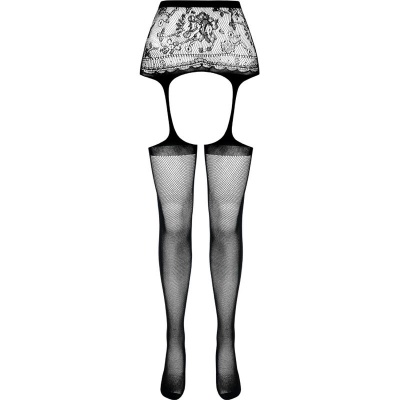 Passion S028 Stockings with Garter Black One Size - image 5
