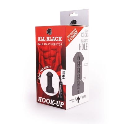 All Black Masturbator Hook-Up, 17cm - image 3