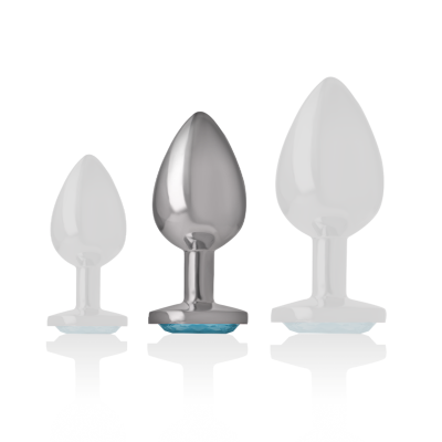 Intense - Aluminum Metal Anal Plug With Blue Glass Size M - image 5