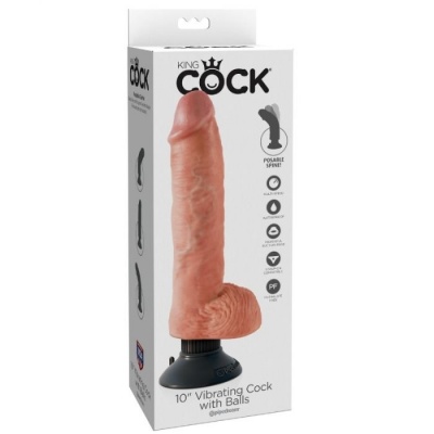 King Cock 25.5 cm with Balls Vibrator Flesh - image 2