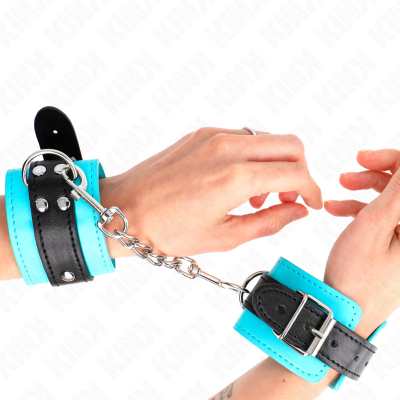 Kink Hook Wrist Restraints Blue Fur Lined 20-28CM - image 1