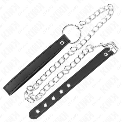 KINK - Leather Penis Ring 21.5 X 2 Cm With 60 Cm Metal Chain And Le... - image 4