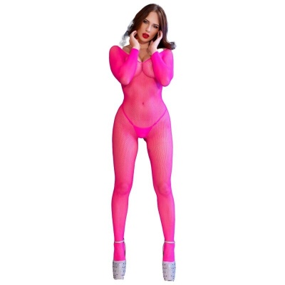 Chilirose CR 4894 Neon Pink Mesh Bodystocking S/M - image 5