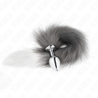 Kink Anal Plug M 8x3.5cm Synthetic Tail 40cm Grey White - image 3