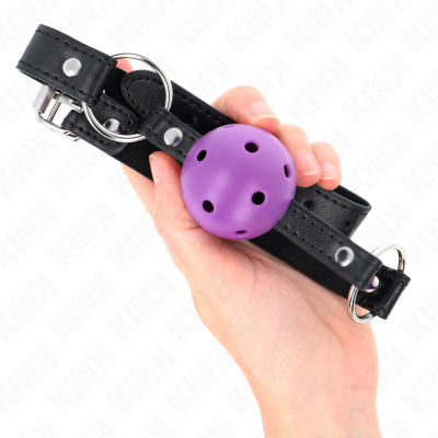Kink Hollow Hard Ball Gag, Purple, 4.5cm, 63.5x2cm - image 4